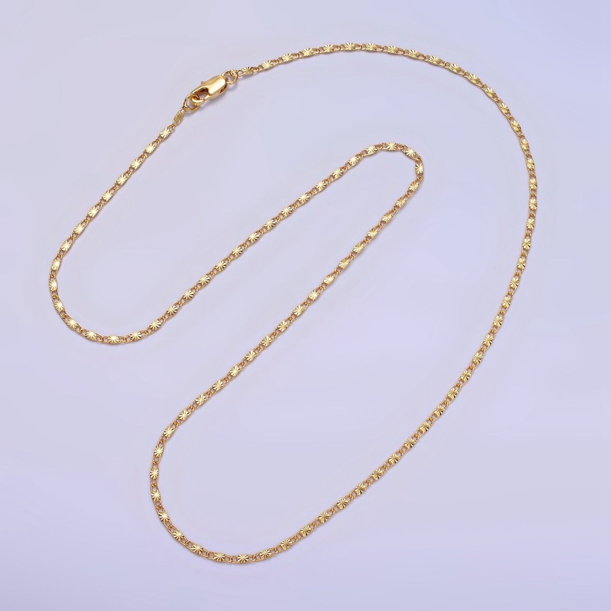 14K Gold Filled 1.5mm Sunburst Scroll Link 18, 20 Inch Layering Chain Necklace | WA-2208 WA-2209 Clearance Pricing - DLUXCA