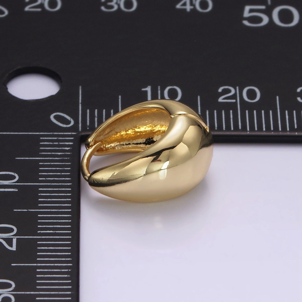14K Gold Filled 15mm Teardrop Dome Minimalist Huggie Earrings | V474 - DLUXCA