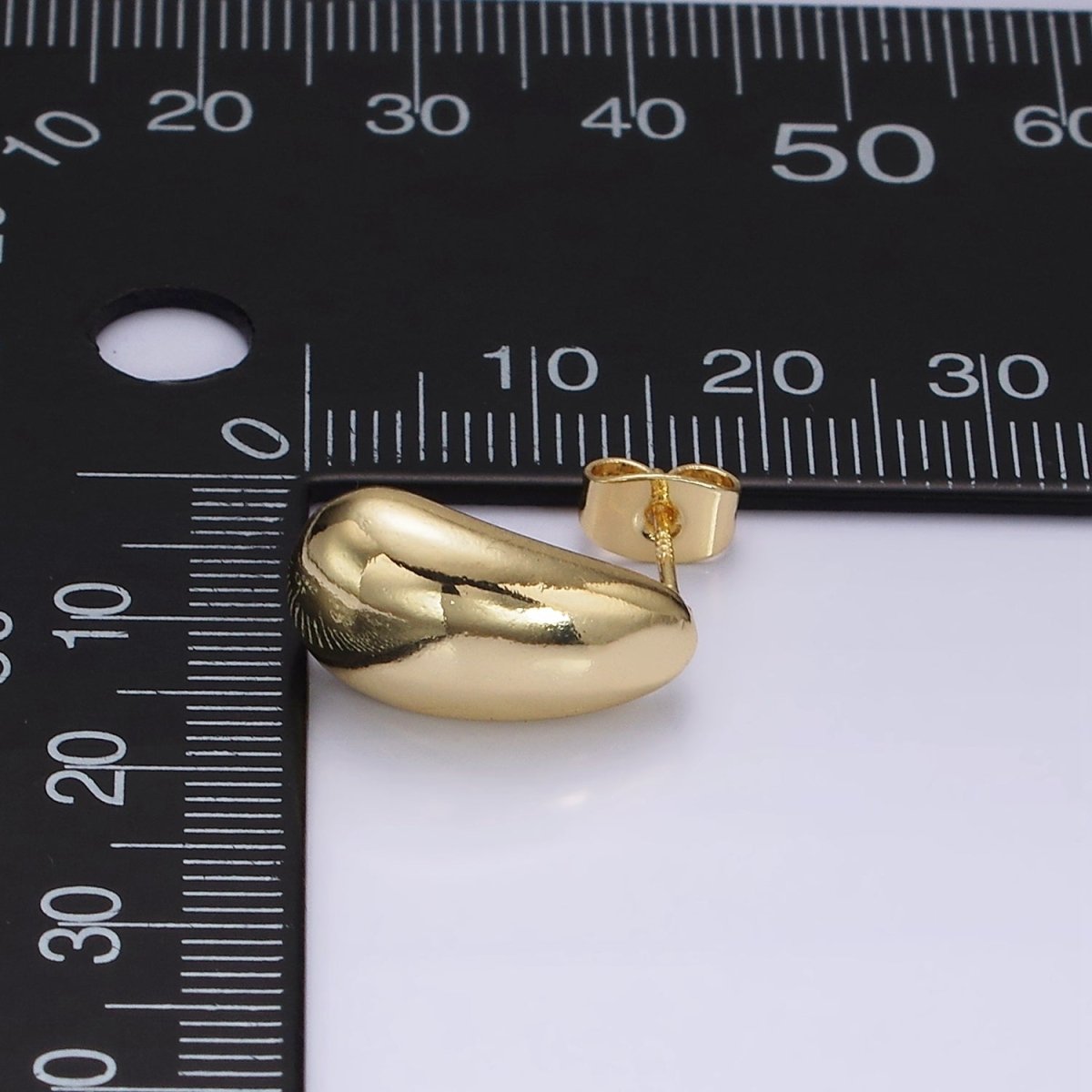 14K Gold Filled 15mm Teardrop Dome Minimalist Stud Earrings | V461 - DLUXCA