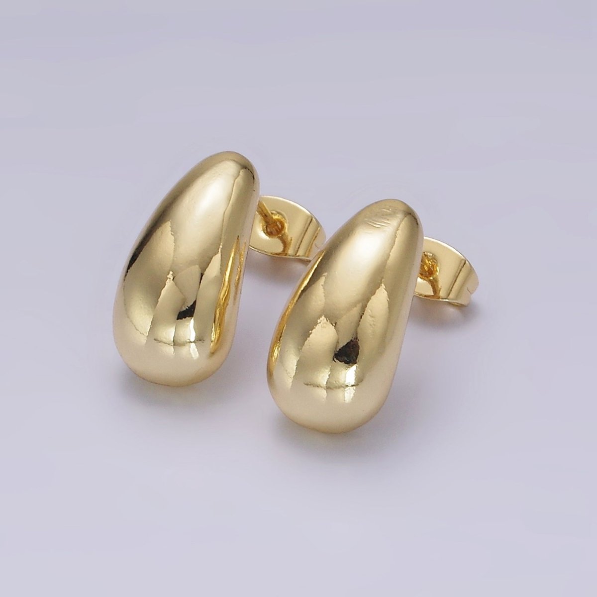14K Gold Filled 15mm Teardrop Dome Minimalist Stud Earrings | V461 - DLUXCA