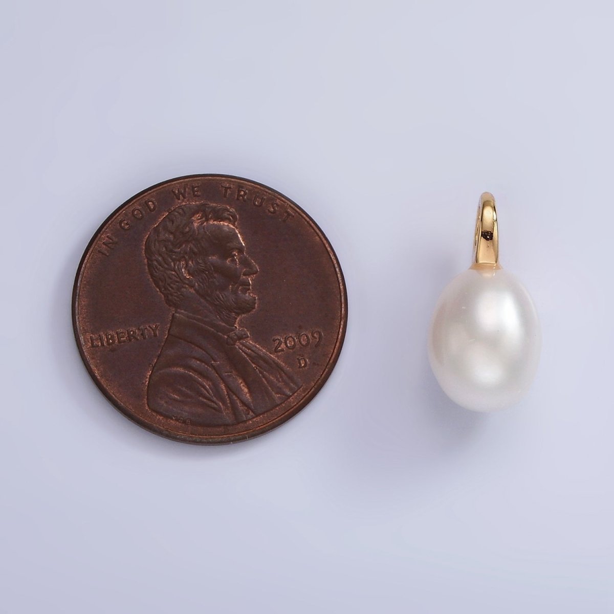 14K Gold Filled 15mm White Freshwater Pearl Drop Pendant | P1656 - DLUXCA