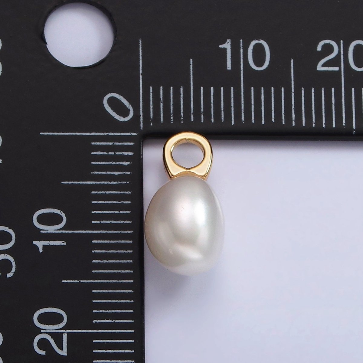14K Gold Filled 15mm White Freshwater Pearl Drop Pendant | P1656 - DLUXCA