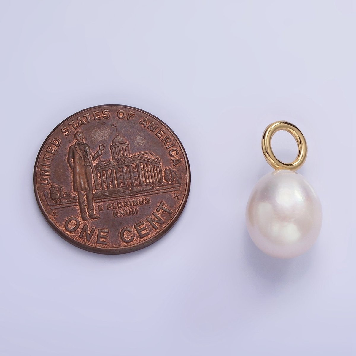 14K Gold Filled 15mm White Freshwater Pearl Teardrop Drop Pendant | P1689 - DLUXCA