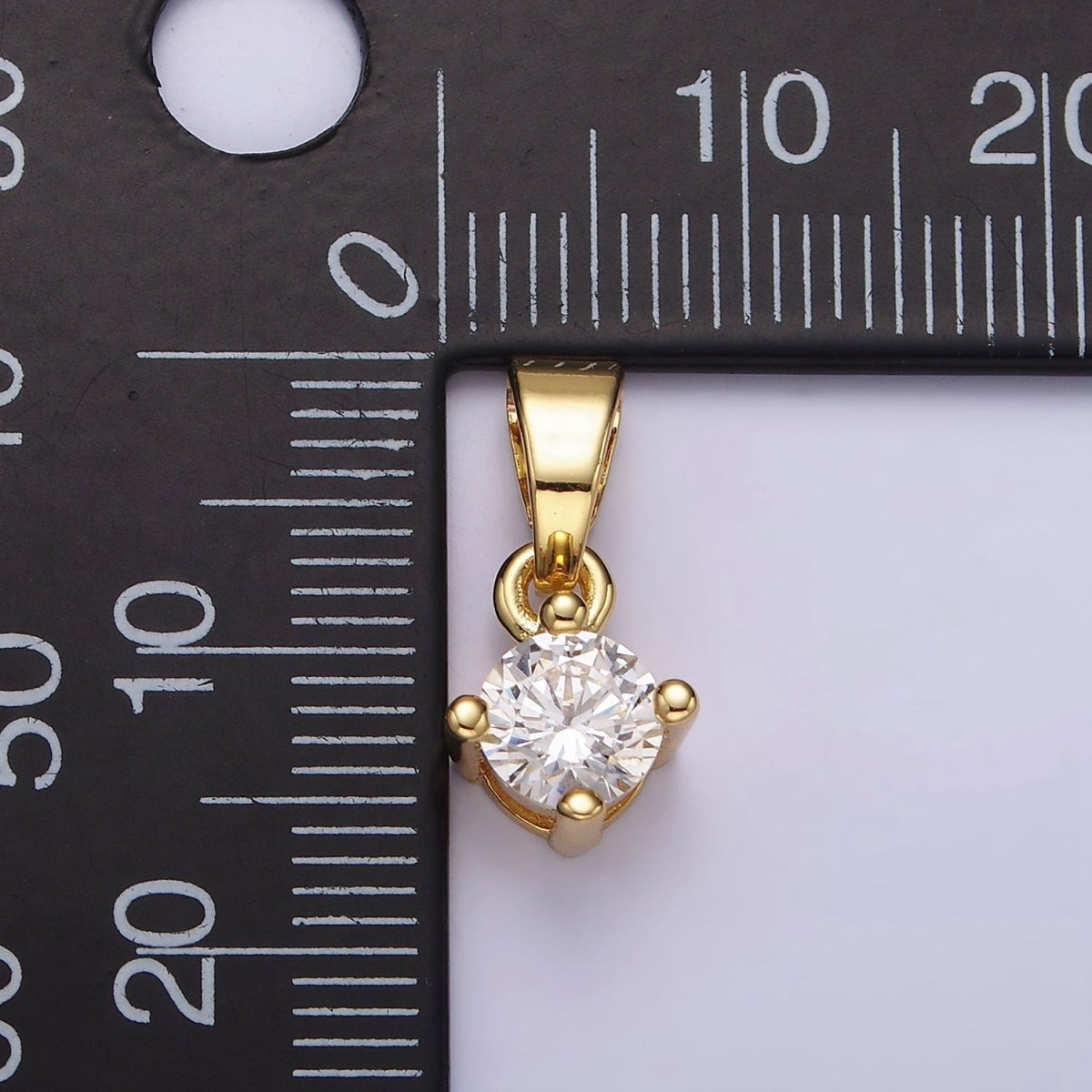 14K Gold Filled 16.5mm Clear Round Cubic Zirconia CZ Solitaire Minimalist Pendant | N1284 - DLUXCA