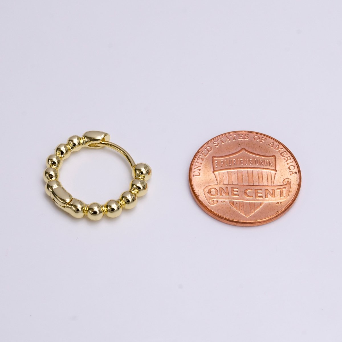 14K Gold Filled 16mm Beaded Bubble Ball Huggie Earrings | Y-936 - DLUXCA