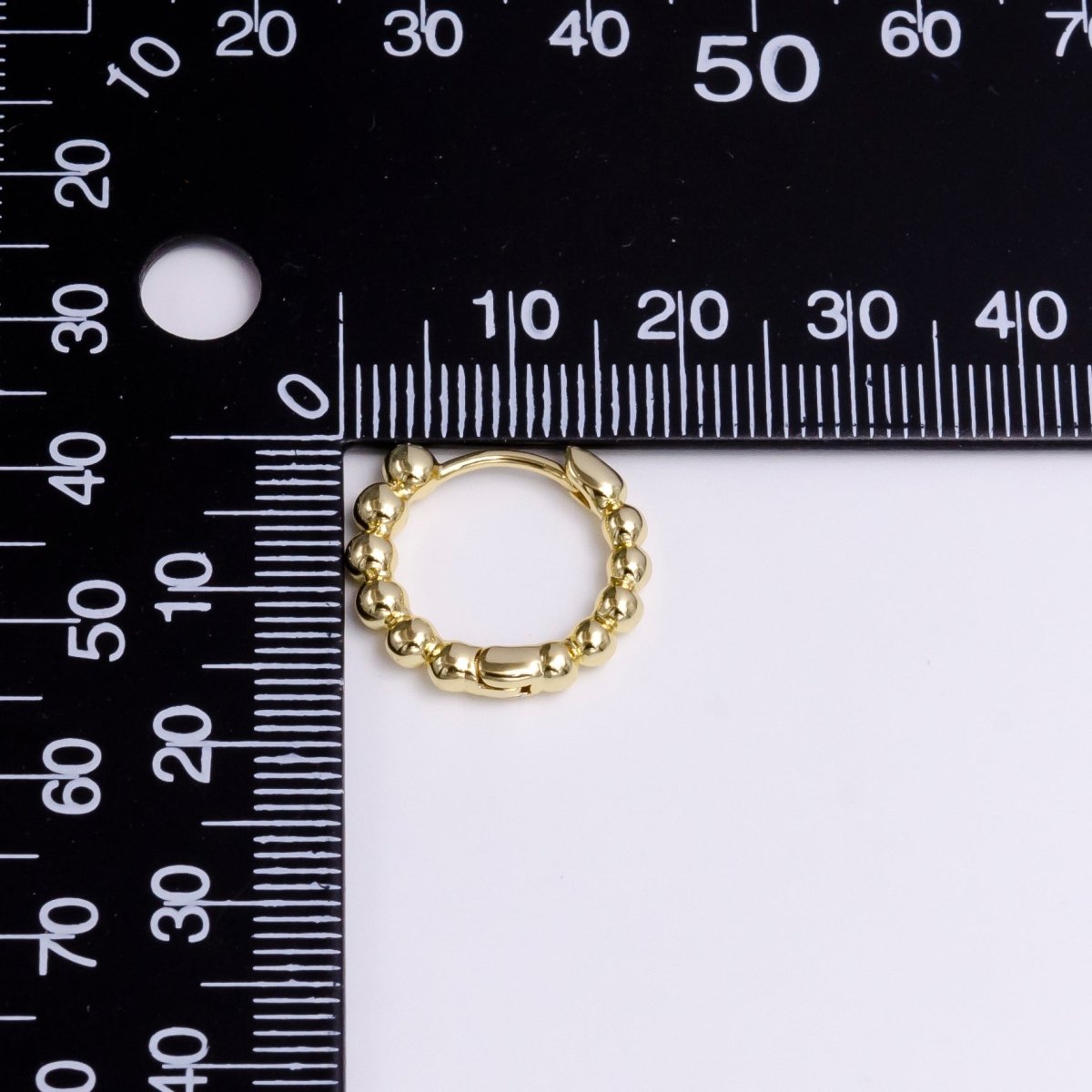 14K Gold Filled 16mm Beaded Bubble Ball Huggie Earrings | Y-936 - DLUXCA