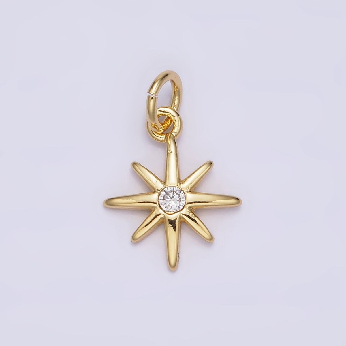 14K Gold Filled 16mm Celestial North Star Clear CZ Charm | N984 - DLUXCA