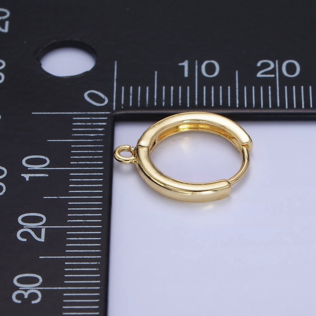 14K Gold Filled 16mm Minimalist Open Loop Huggie Earring Findings | Z770 - DLUXCA