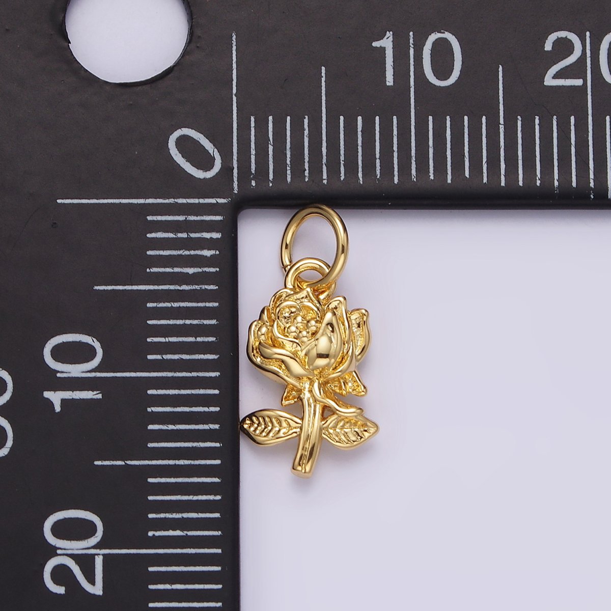 14K Gold Filled 16mm Rose Flower Nature Charm in Gold & Silver | N1112 N1113 - DLUXCA