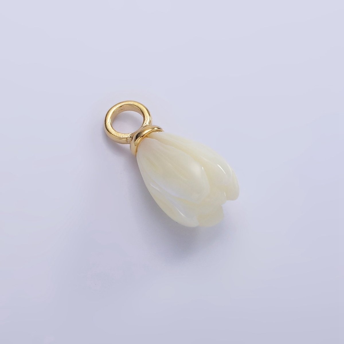 14K Gold Filled 16mm Tulip Flower Shell Pearl Drop Pendant | AG690 - DLUXCA
