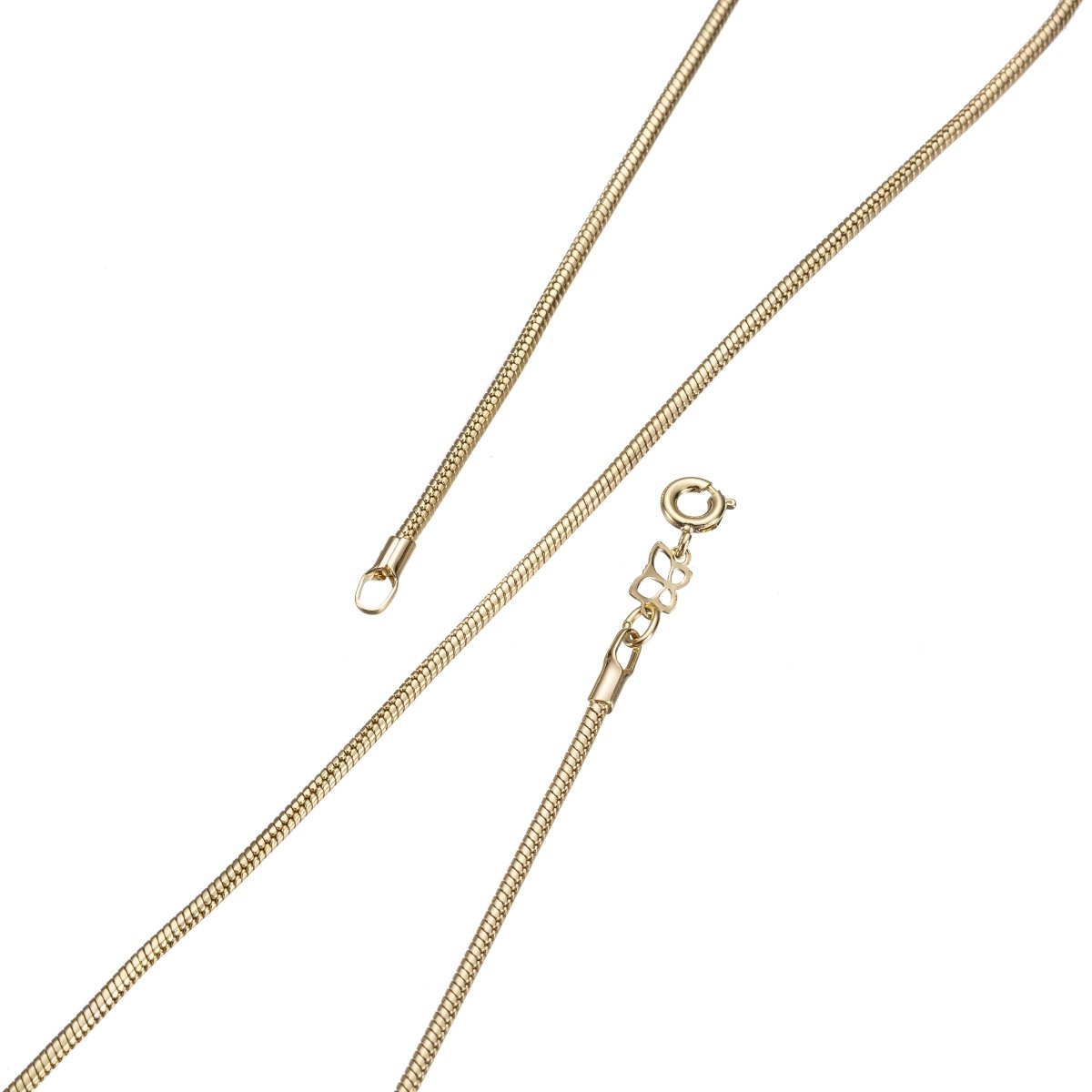14K Gold Filled 17.5 inch Snake Chain Necklace, Omega Finished Chain Necklace, Dainty 1.4mm Omega Necklace w/Spring Ring | CN-247 Overstock Clearance Pricing - DLUXCA