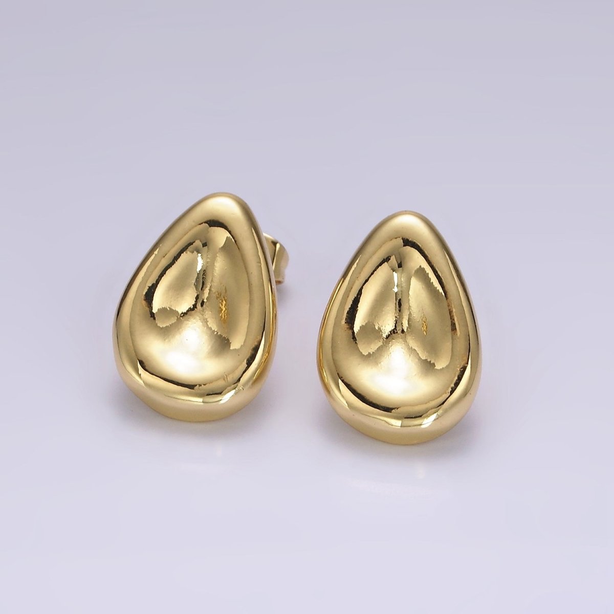 14K Gold Filled 17.5mm Dented Teardrop Modern Statement Stud Kylie Earrings | V065 - DLUXCA
