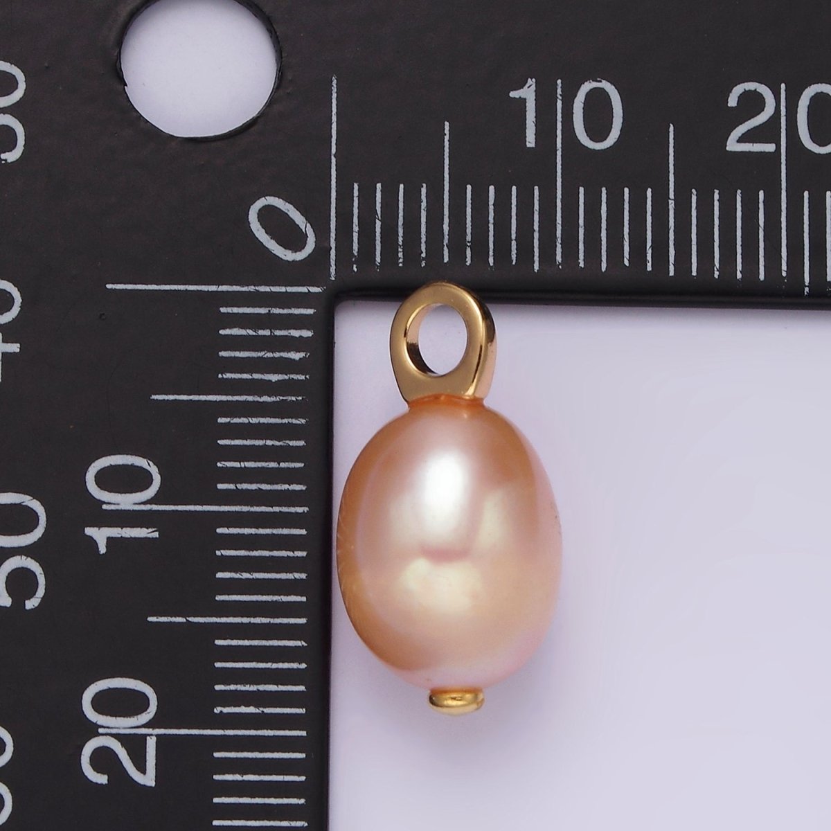 14K Gold Filled 17.5mm Pink Peach Freshwater Pearl Drop Pendant | P1649 - DLUXCA