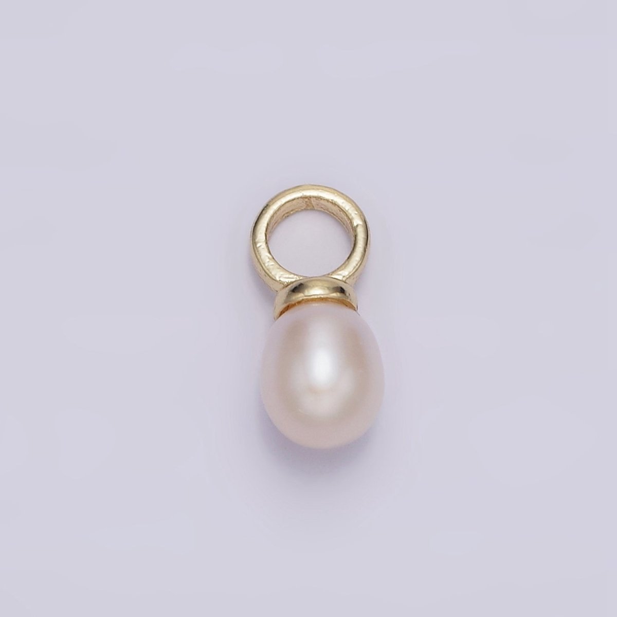 14K Gold Filled 17.5mm White Freshwater Pearl Drop Personalized Earring Charm | P1626 - DLUXCA