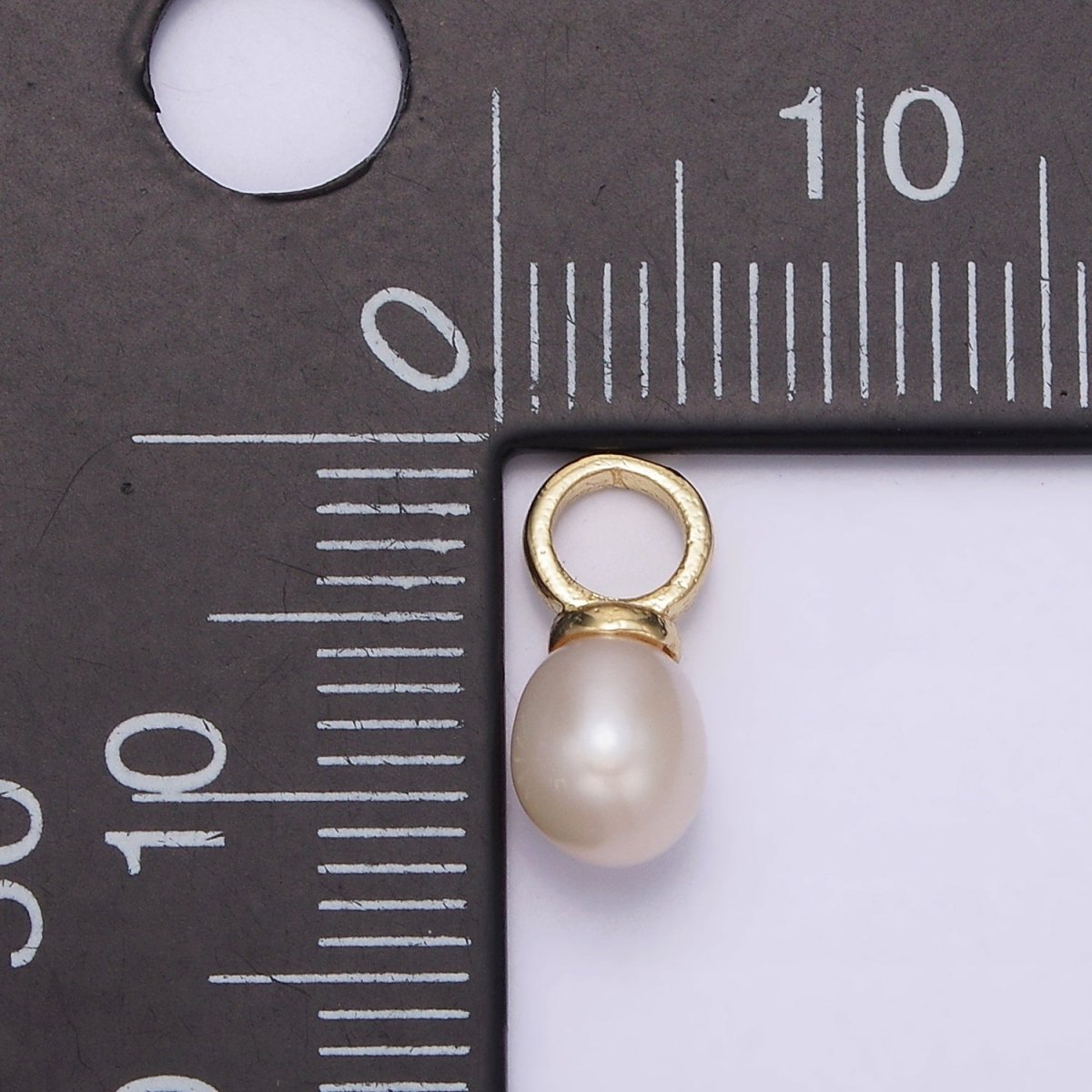 14K Gold Filled 17.5mm White Freshwater Pearl Drop Personalized Earring Charm | P1626 - DLUXCA