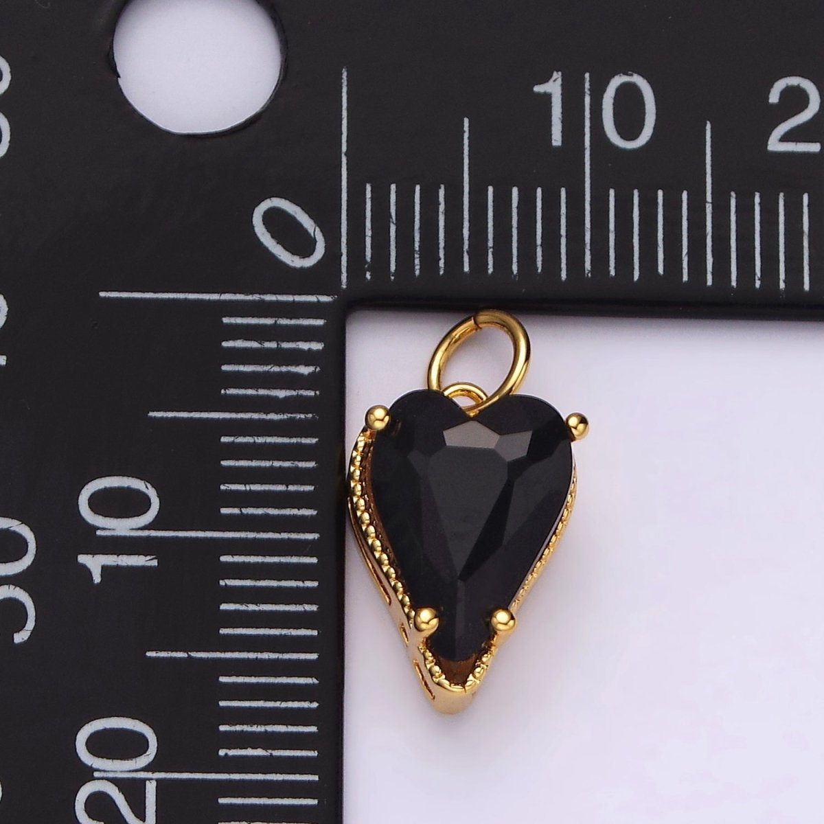14K Gold Filled 17mm Black CZ Heart Add-On Charm | AC785 - DLUXCA