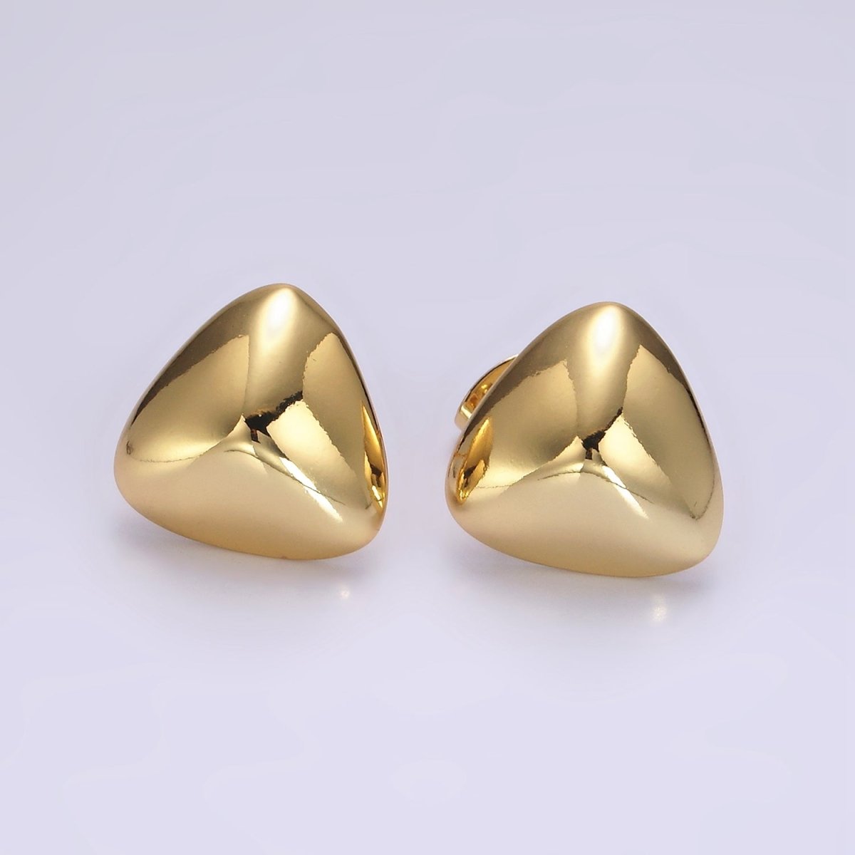 14K Gold Filled 17mm Edged Triangle Minimalist Geometric Stud Earrings | V064 - DLUXCA