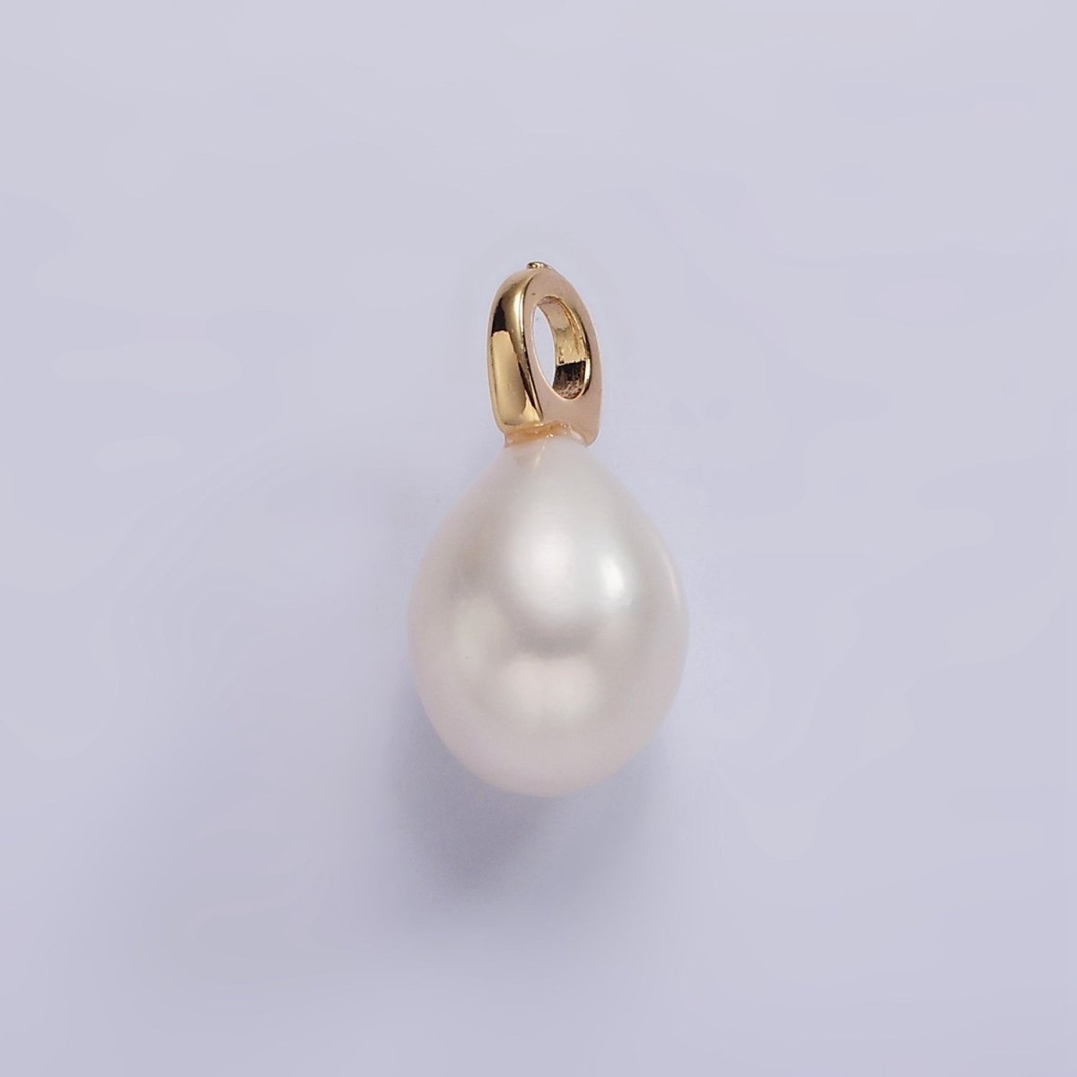 14K Gold Filled 17mm Freshwater Pearl Button Drop Pendant | P1642 - DLUXCA