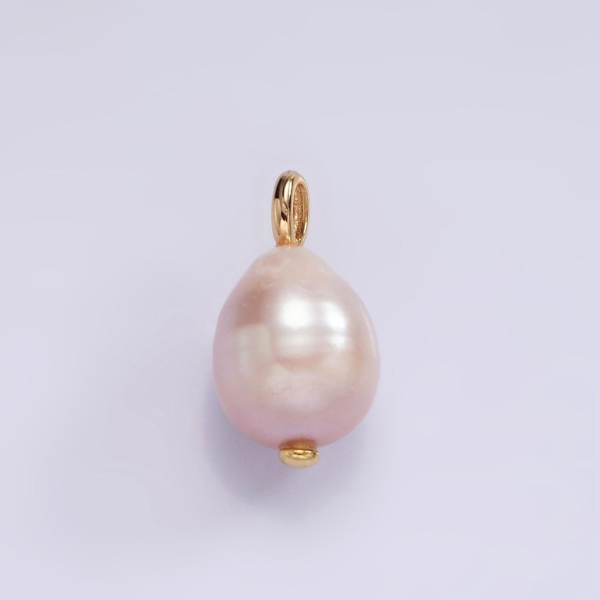 14K Gold Filled 17mm Pink, White Freshwater Pearl Drop Pendant | P1651 - DLUXCA