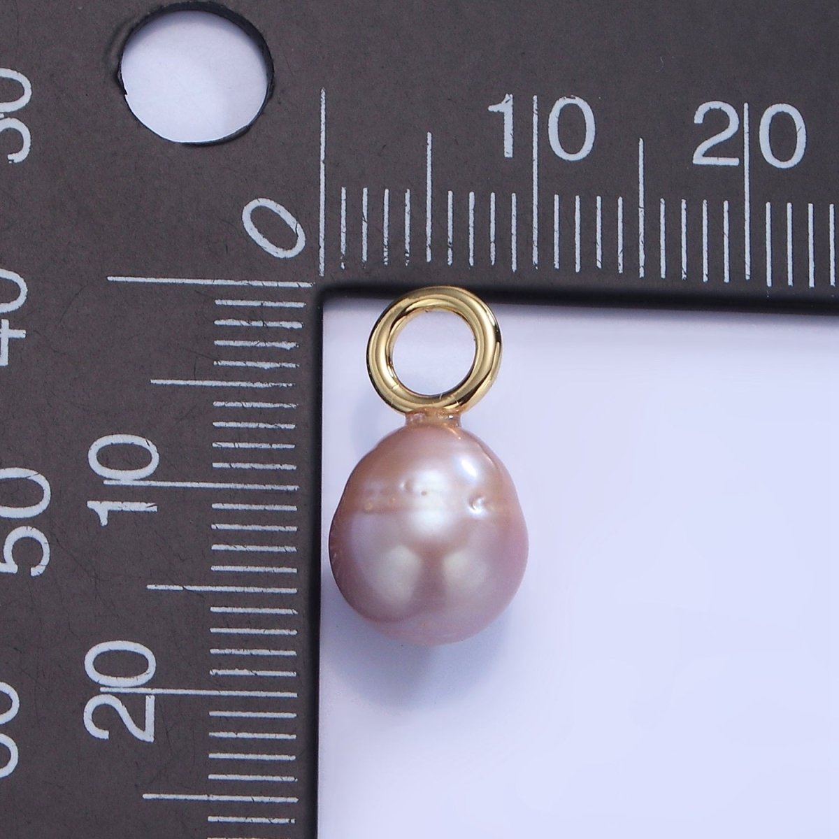 14K Gold Filled 17mm Purple Ringed Freshwater Pearl Oval Drop Pendant | P1737 - DLUXCA