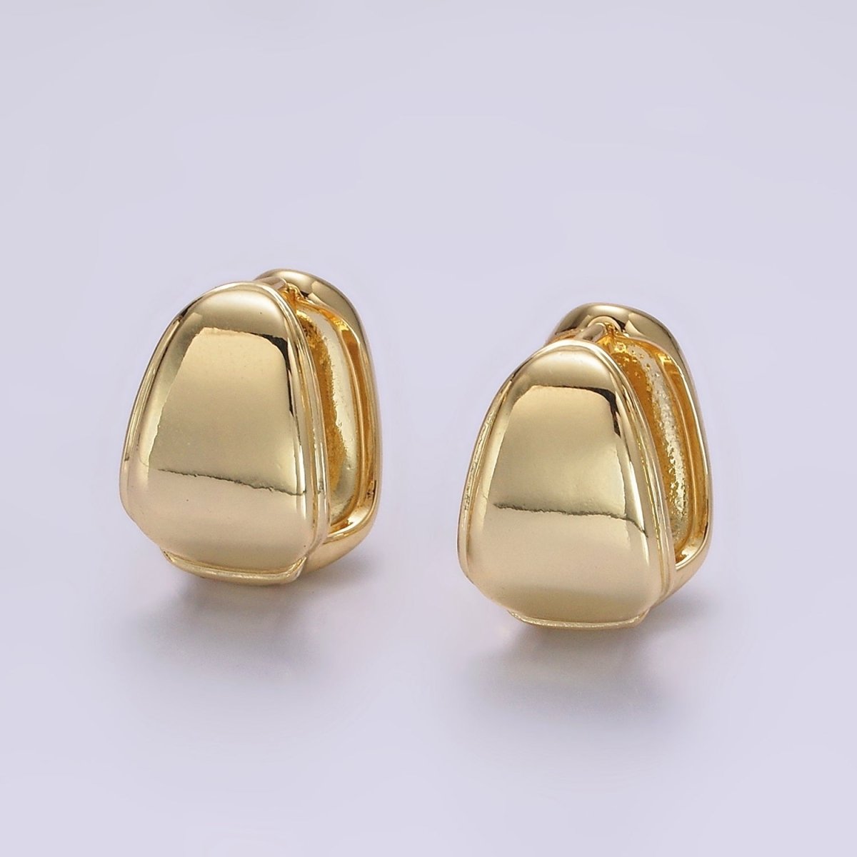 14K Gold Filled 17mm Rounded Square Wide Geometric Huggie Earrings | AB1112 - DLUXCA