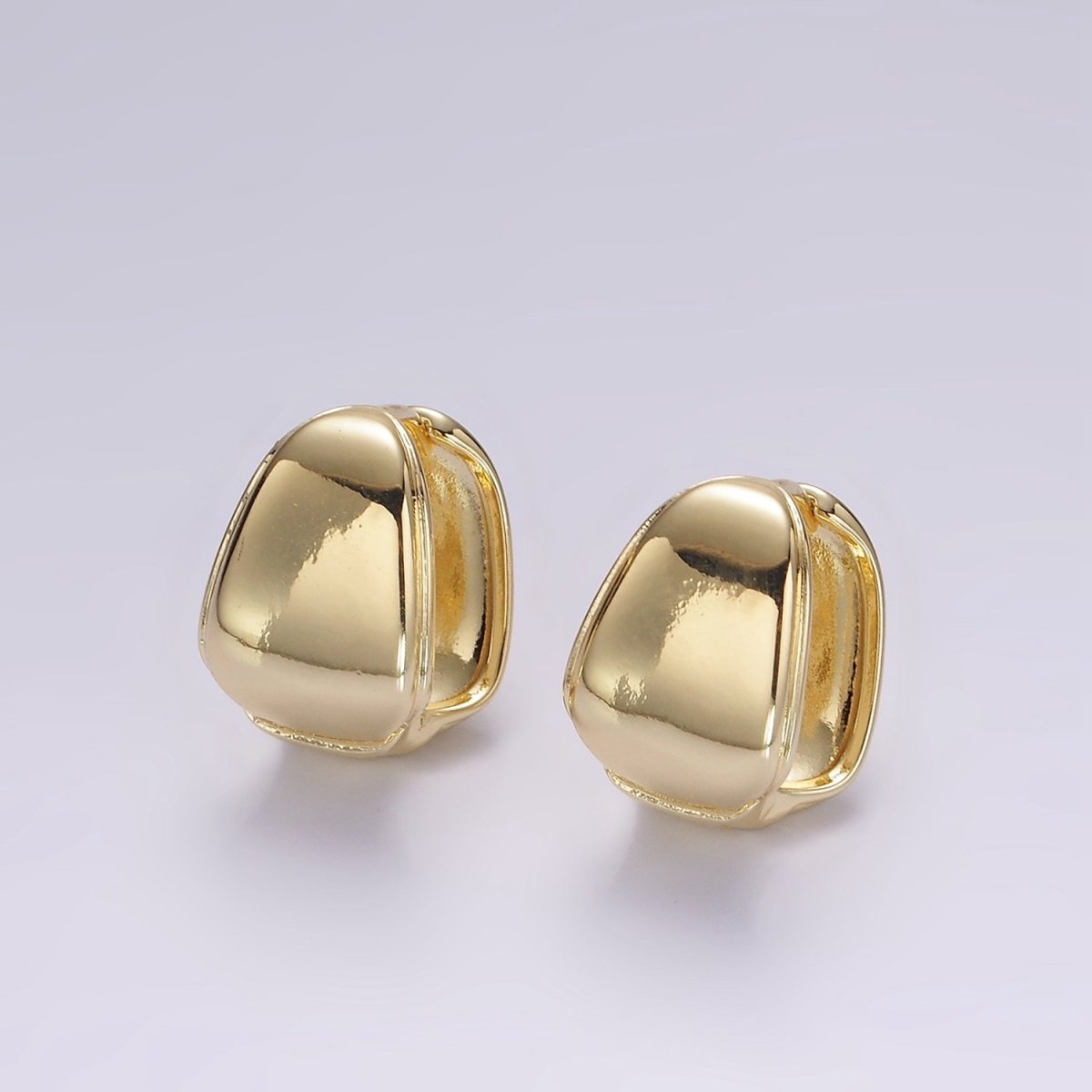 14K Gold Filled 17mm Wide Rounded Square Modern Statement Huggie Earrings | V061 - DLUXCA