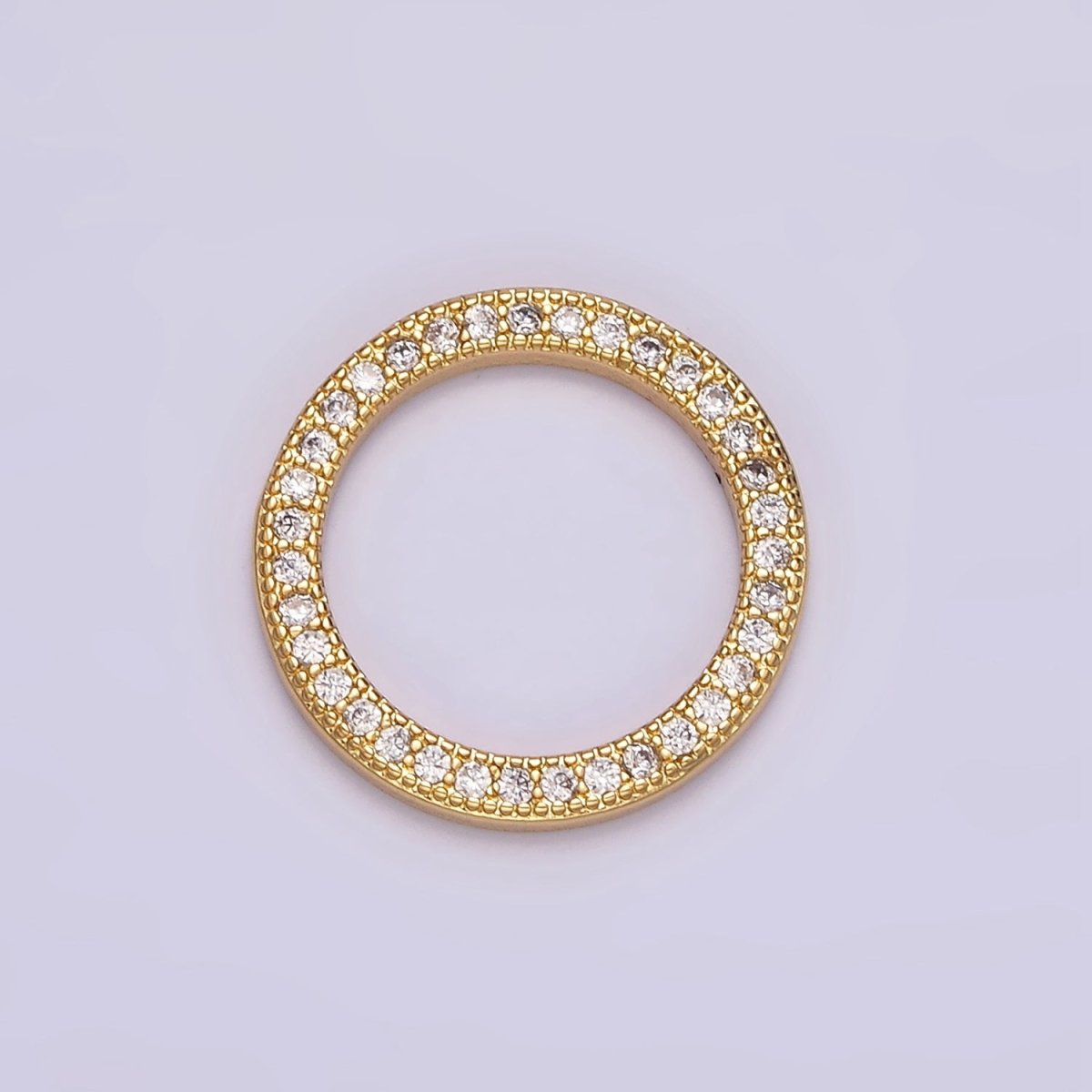 14K Gold Filled 18.5mm Open Round Clear Micro Paved CZ Charm Supply | Z-478 - DLUXCA