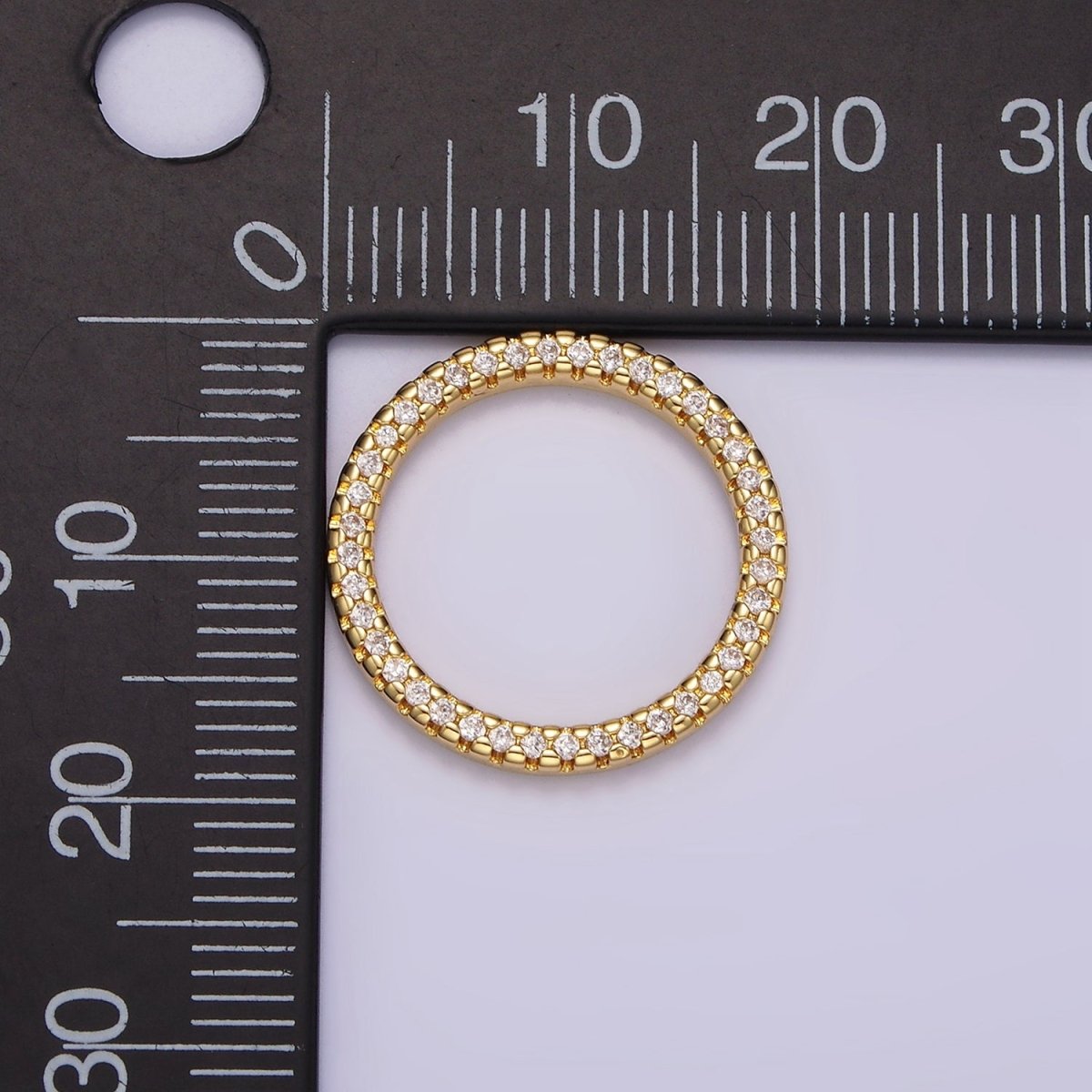 14K Gold Filled 18.5mm Open Round Clear Micro Paved CZ Charm Supply | Z-478 - DLUXCA