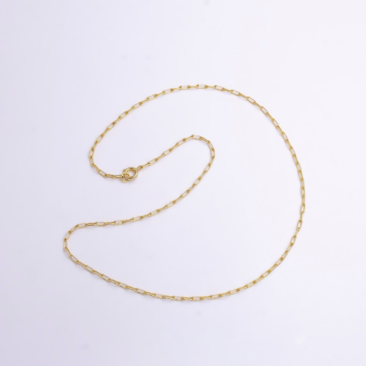 14K Gold Filled 1.8mm Dainty Paperclip 16 Inch Choker Chain Necklace | WA-424 Clearance Pricing - DLUXCA