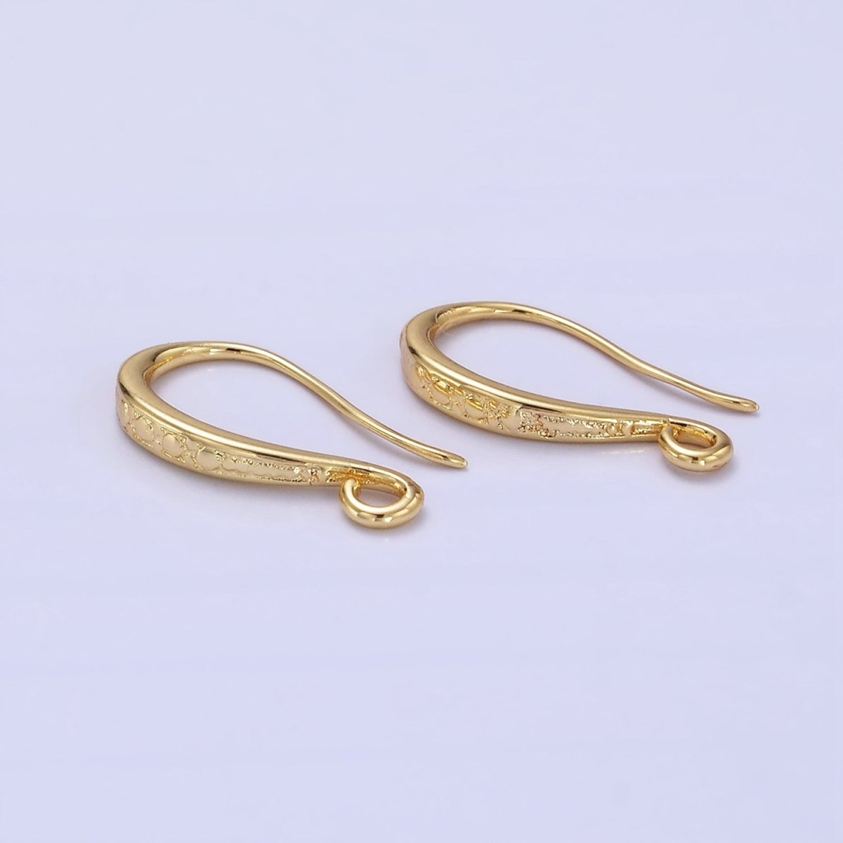 14K Gold Filled 18mm Dotted French Hook Earring Findings | Z739 - DLUXCA