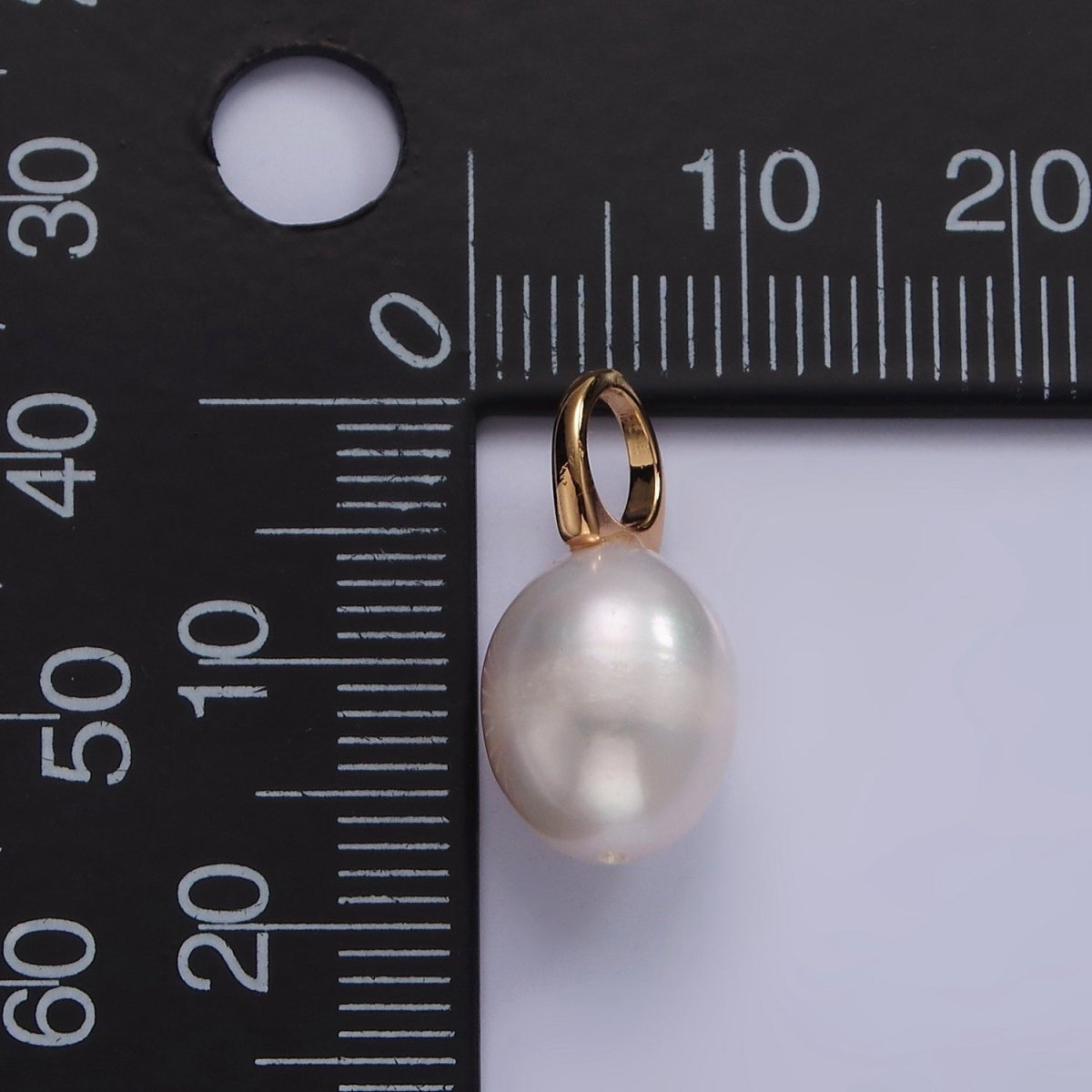 14K Gold Filled 18mm Freshwater Pearl Button Drop Personalized Earring Charm | P-1627 - DLUXCA