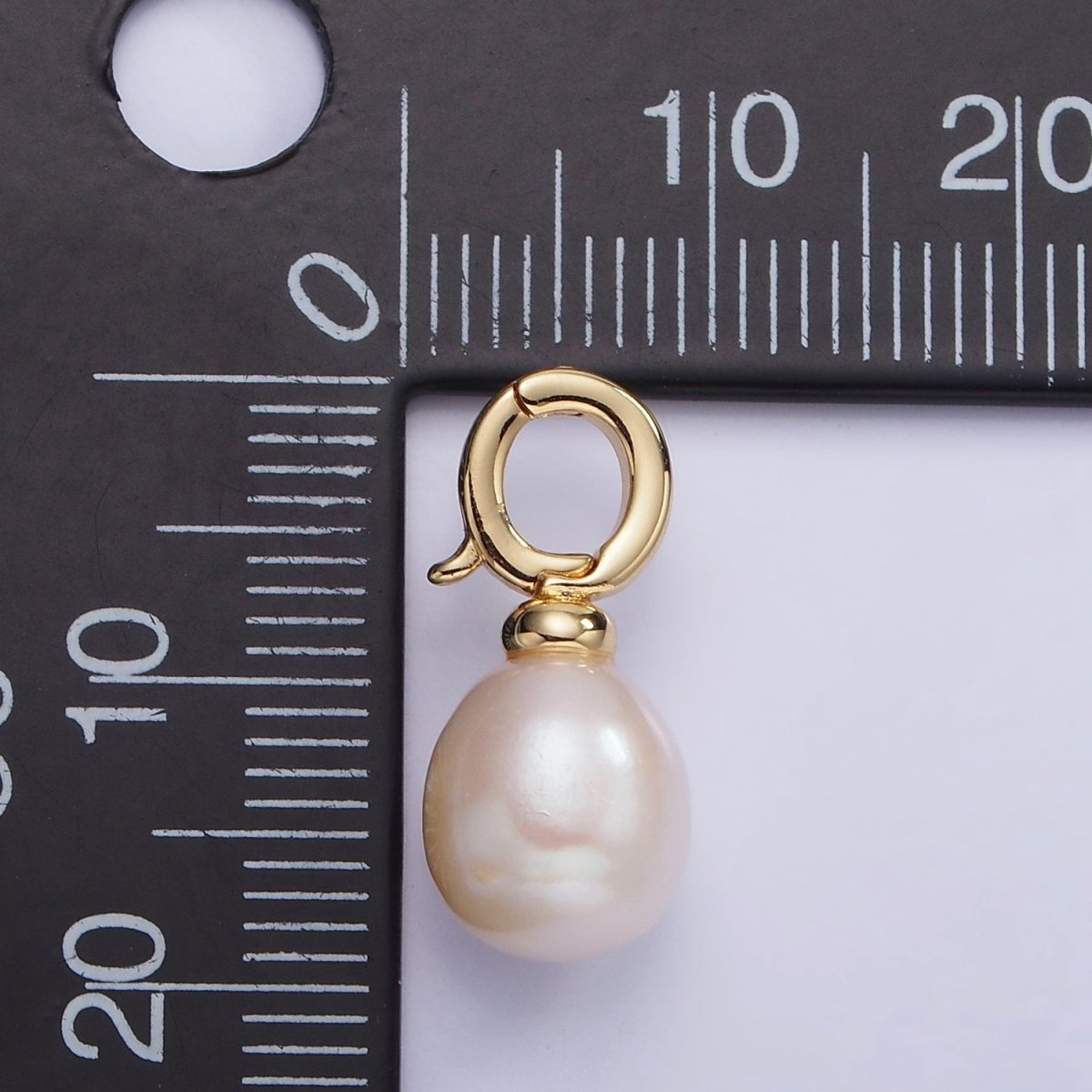 14K Gold Filled 18mm Freshwater Pearl Drop Snap Latch Bail Pendant | P1696 - DLUXCA