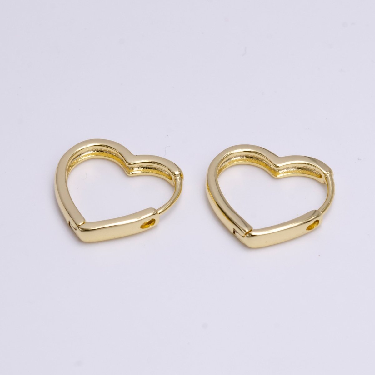 14K Gold Filled 18mm Heart Minimalist Hoop Huggie Earrings | Y-933 - DLUXCA