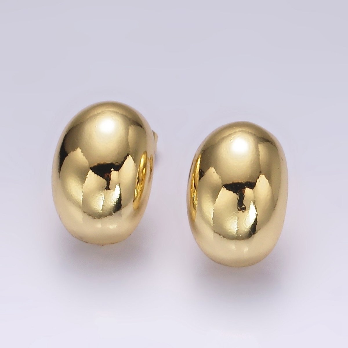 14K Gold Filled 18mm Oval Bean Dome Open Loop Stud Earrings Findings Supply | Z624 - DLUXCA