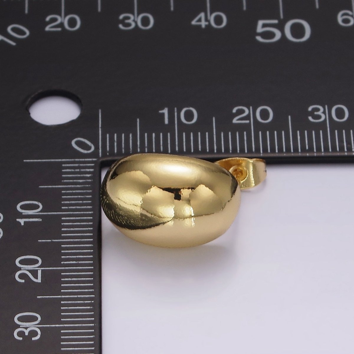 14K Gold Filled 18mm Oval Bean Dome Open Loop Stud Earrings Findings Supply | Z624 - DLUXCA