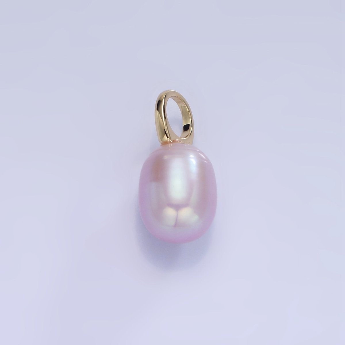 14K Gold Filled 18mm Purple Ringed Oval Freshwater Pearl Drop Pendant | P1736 - DLUXCA