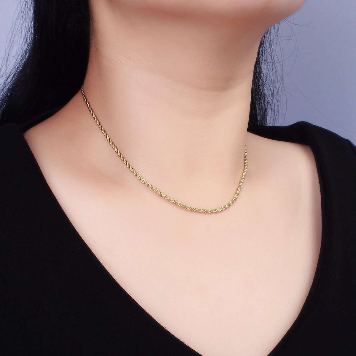 14K Gold Filled 1.8mm Rope 16 Inch, 18 Inch Choker Layering Chain Necklace | WA-2115 WA-2116 Clearance Pricing - DLUXCA