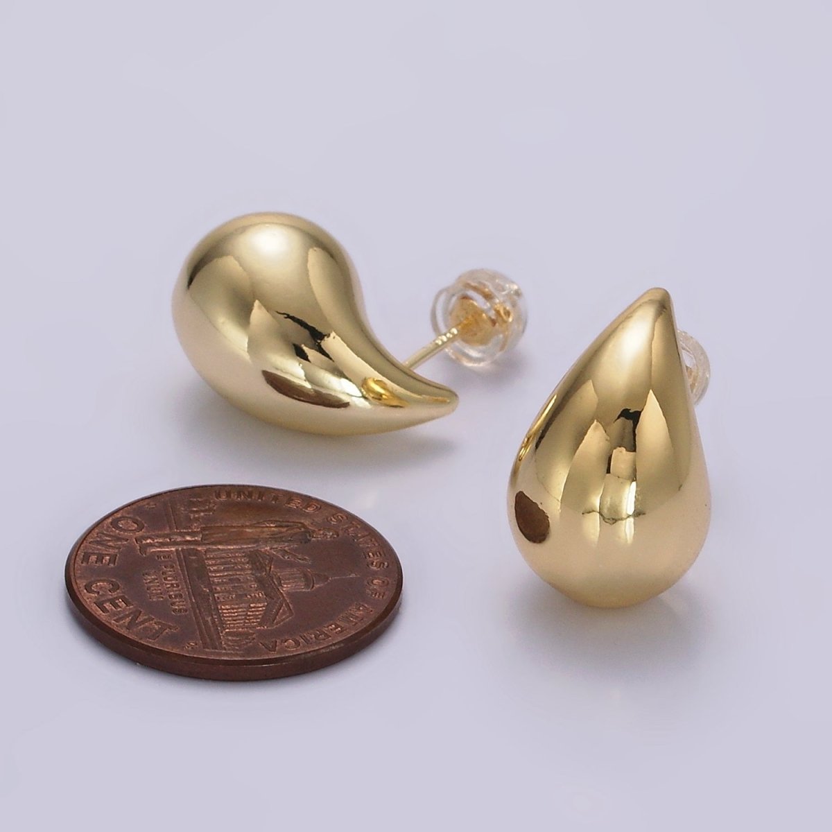 14K Gold Filled 18mm Teardrop Chubby Minimalist Stud Earrings | AB1113 - DLUXCA