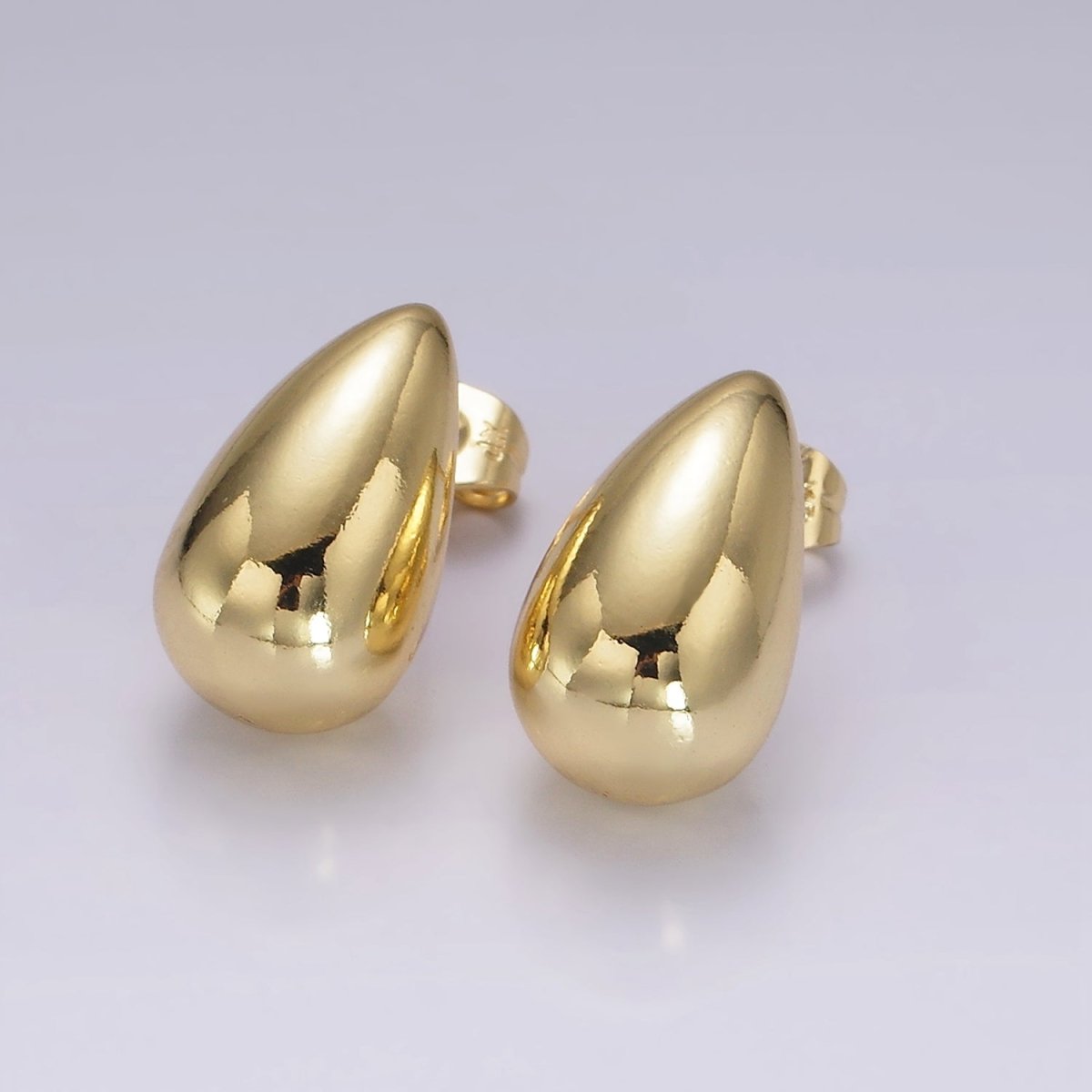 14K Gold Filled 18mm Teardrop Dome Stud Earrings | V-295 - DLUXCA
