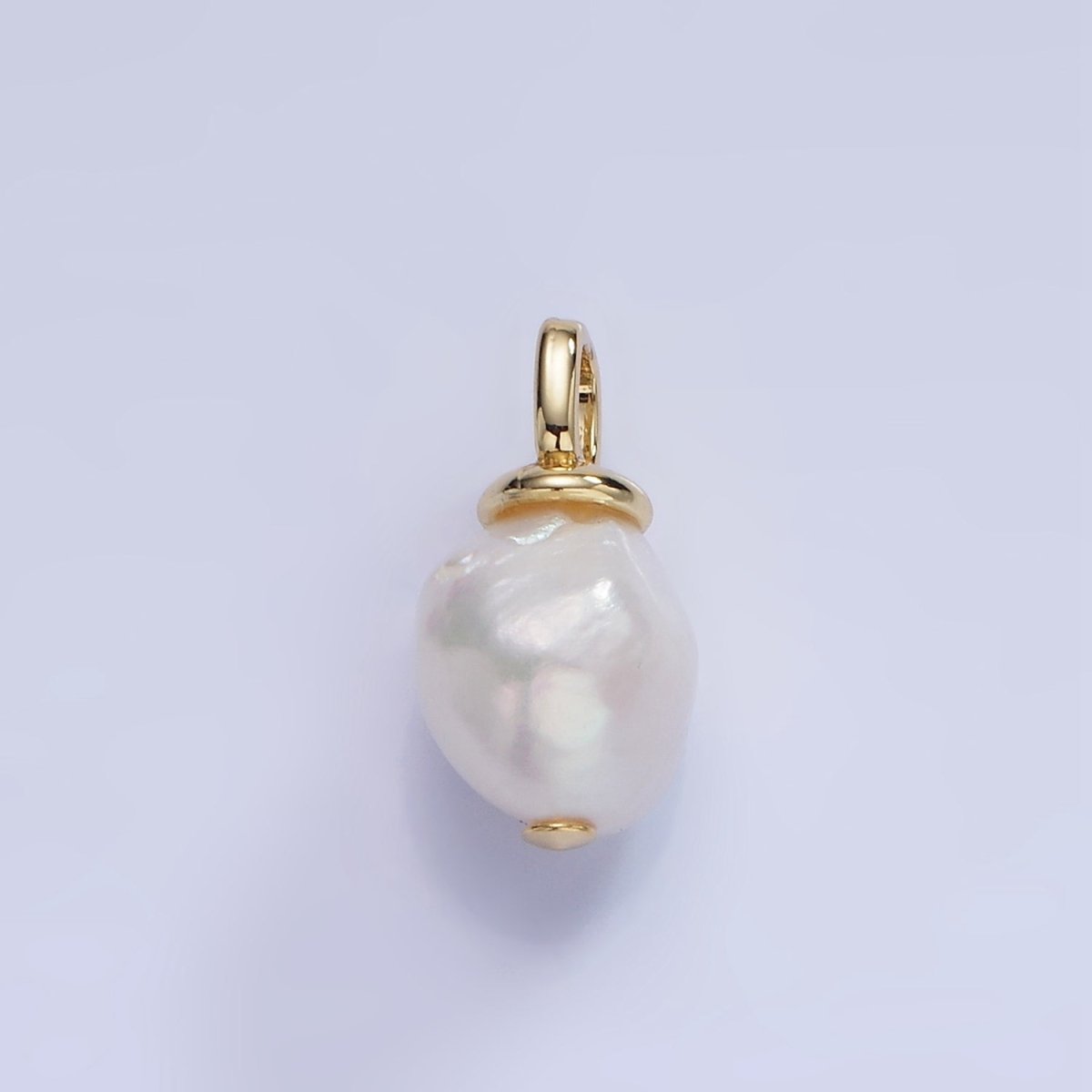 14K Gold Filled 18mm White Baroque Freshwater Pearl Square Bail Drop Pendant | P1727 - DLUXCA