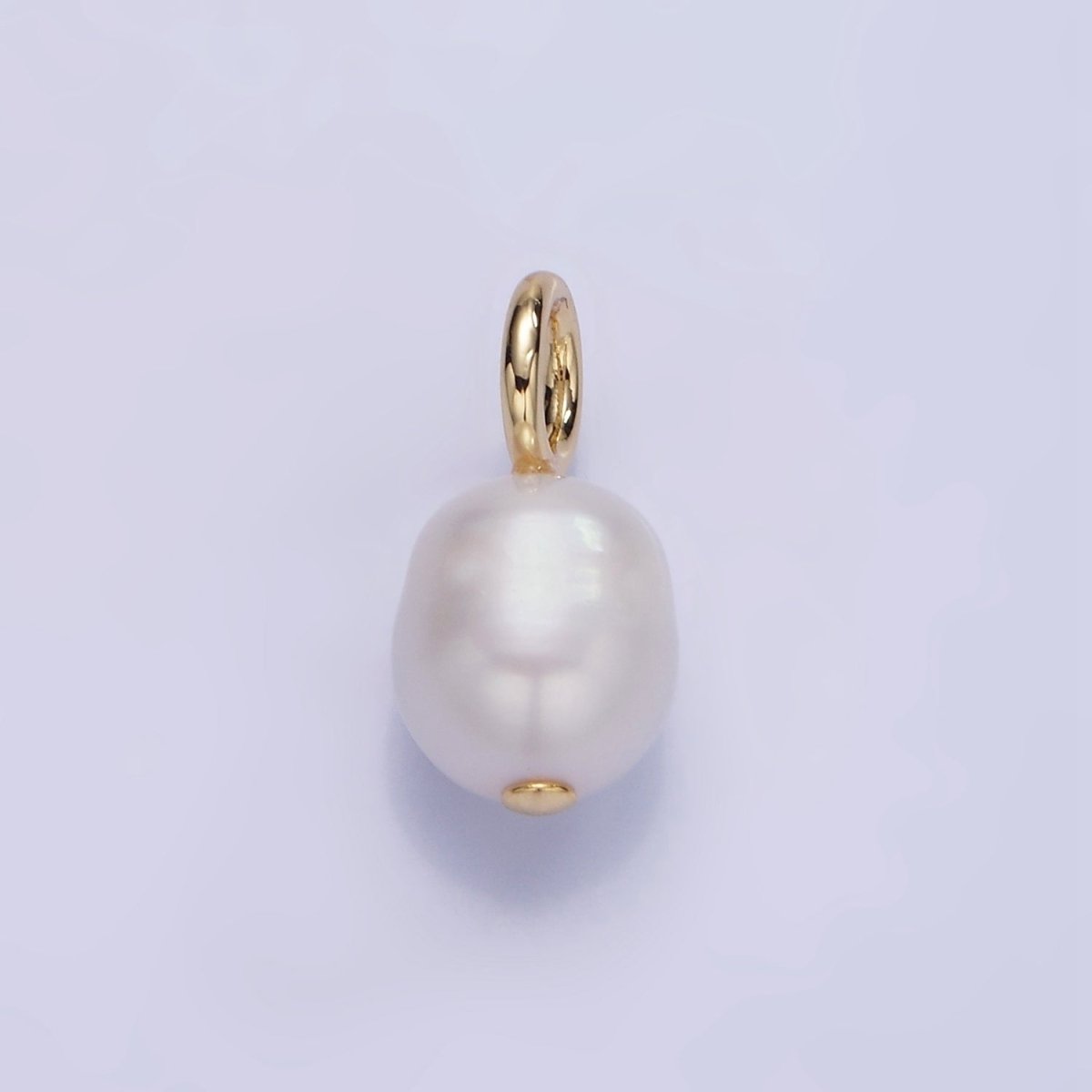 14K Gold Filled 18mm White Freshwater Pearl Oval Drop Pendant | P1725 - DLUXCA