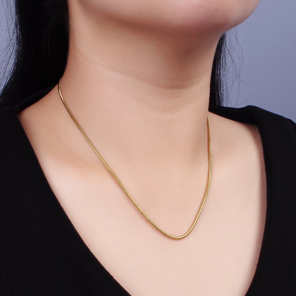 14K Gold Filled 1.8mm Wide Cocoon Herringbone Chain 18 Inch Necklace | WA-2373 - DLUXCA