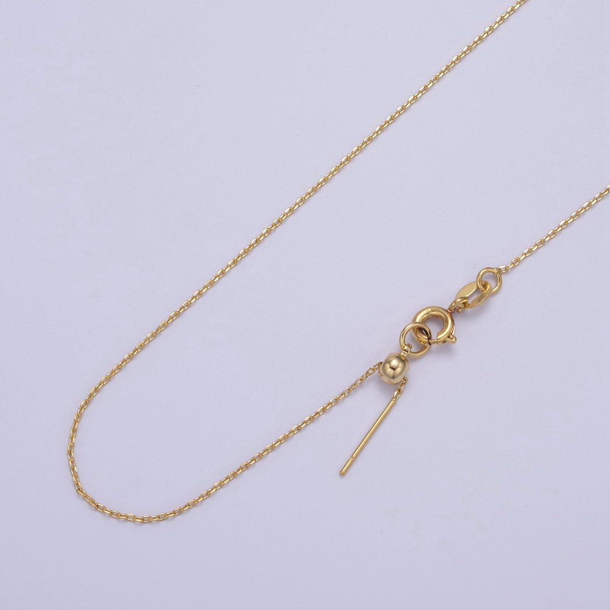 14K Gold Filled 1mm Cable Chain Dainty 18 Inch Layering Slider Necklace | WA-738 Clearance Pricing - DLUXCA
