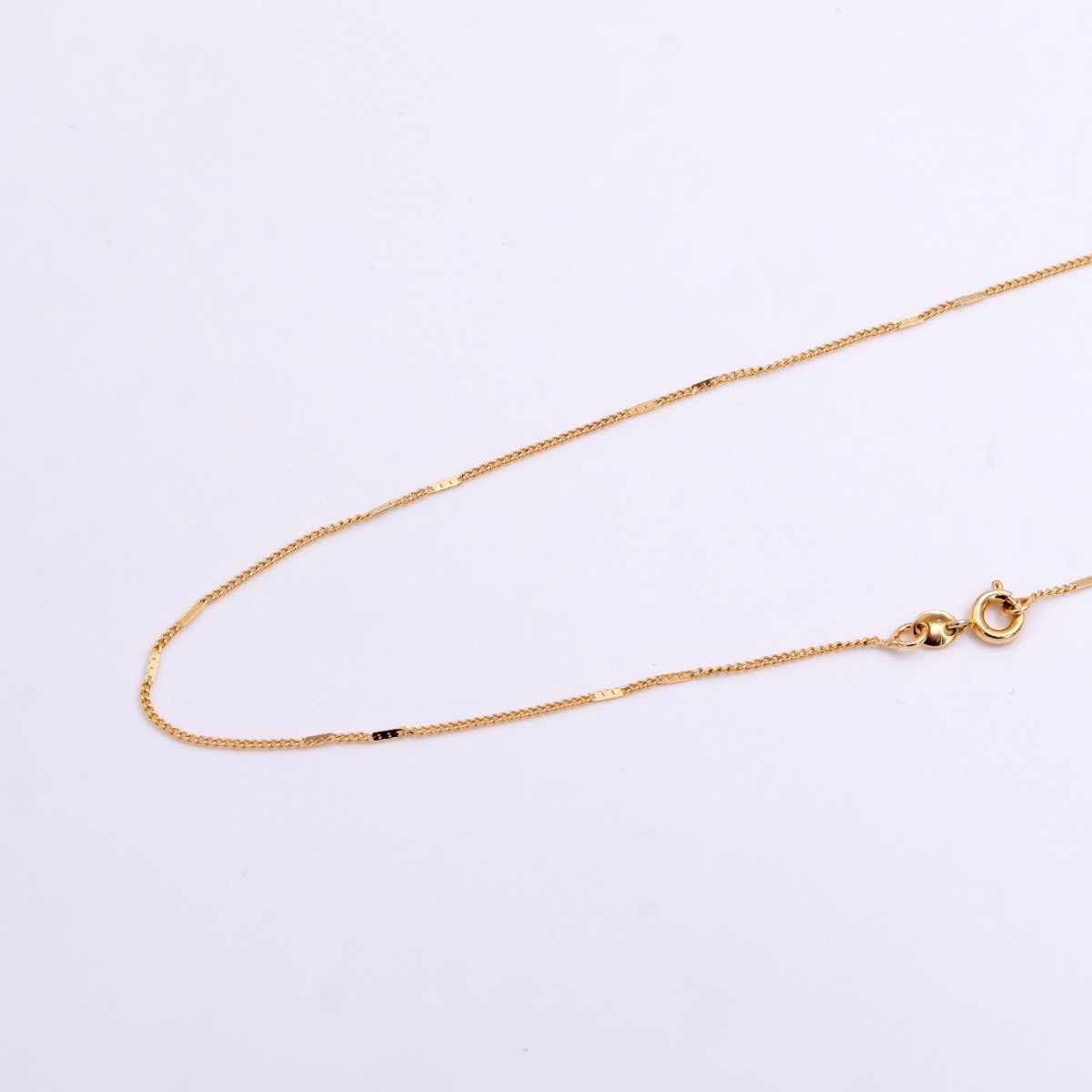 14K Gold Filled 1mm Curb Chain Edged Link 18 Inch Necklace | WA-2442 - DLUXCA