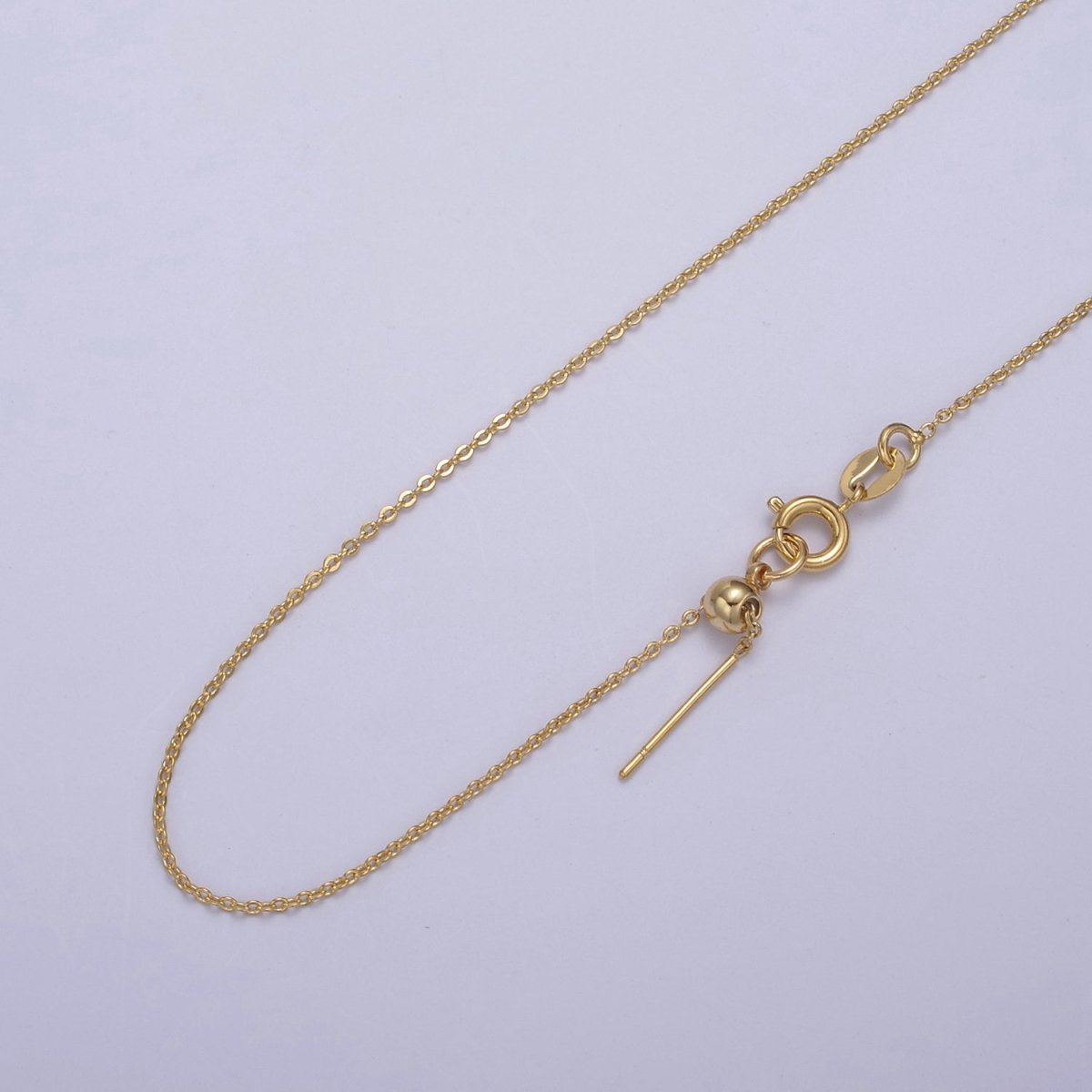 14K Gold Filled 1mm Dainty Cable Chain 18 Inch Layering Slider Necklace | WA-737 Clearance Pricing - DLUXCA