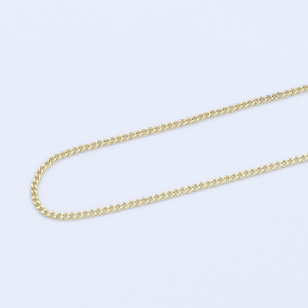 14K Gold Filled 1mm Dainty Cuban Curb Chain 18 Inch Layering Necklace | WA-227 Clearance Pricing - DLUXCA