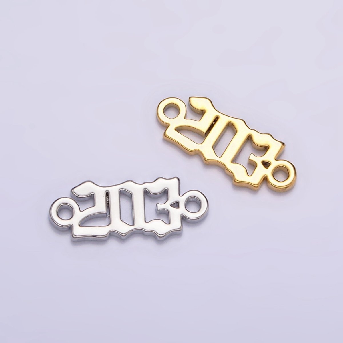 14K Gold Filled 203 Script Numerology Connector in Gold & Silver | F150 - DLUXCA