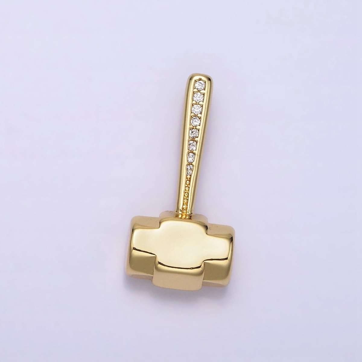14K Gold Filled 20.5mm Clear Micro Paved CZ Sledgehammer Construction Tool Charm | N1245 - DLUXCA