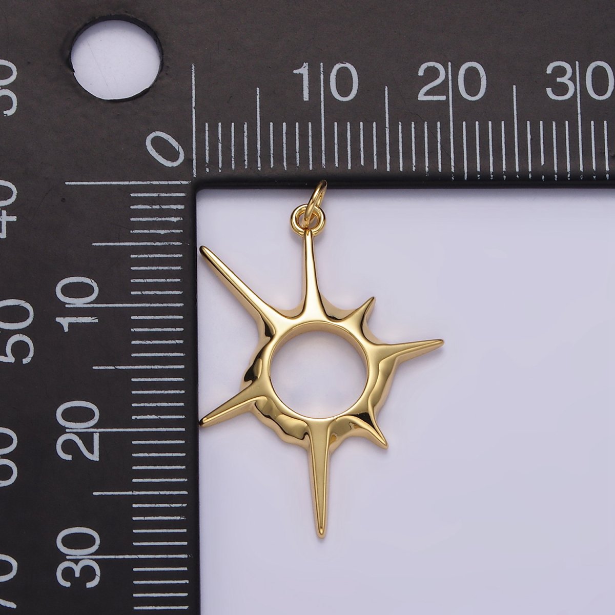 14K Gold Filled 20mm, 30mm Open Abstract Celestial Sun Ray Charm in Gold & Silver N-1108 N-1109 N-1116 N-1117 - DLUXCA