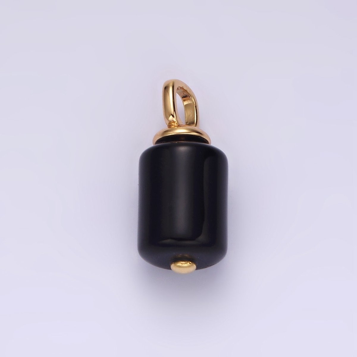 14K Gold Filled 20mm Black Onyx Tube Pendant | N1992 - DLUXCA
